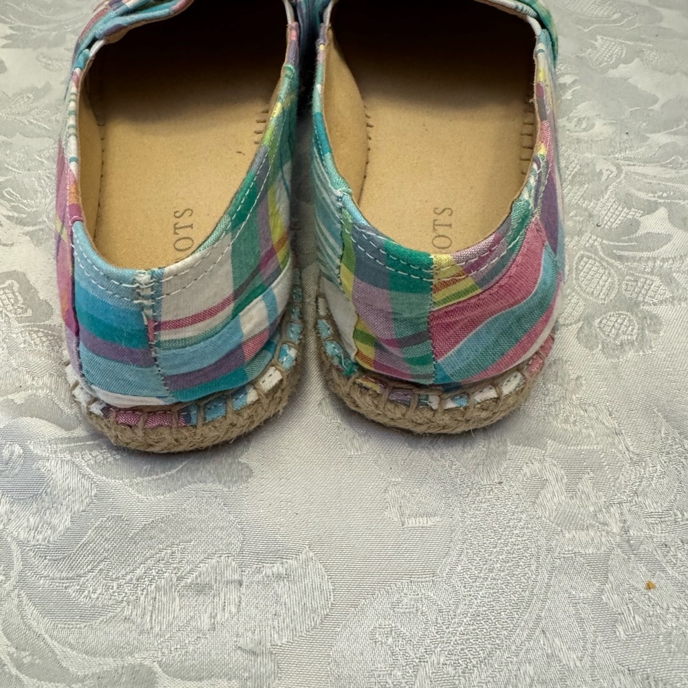 Talbots 8.5M Izzy Knot Detail Espadrilles Patchwork Comfort Chic Flats Preppy - Picture 7 of 12